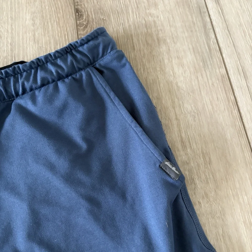Eddie Bauer Lounge Shorts‎ Mens Large Blue Elastic Waist Drawstring Zip Pockets